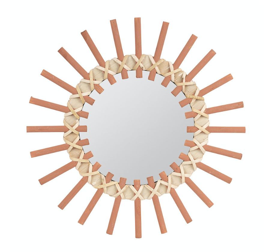miroir en rotin orange naturel